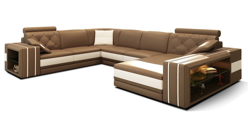 Modern corner sofa couch upholstery corner living landscape XXL design leather sofa Wittlich