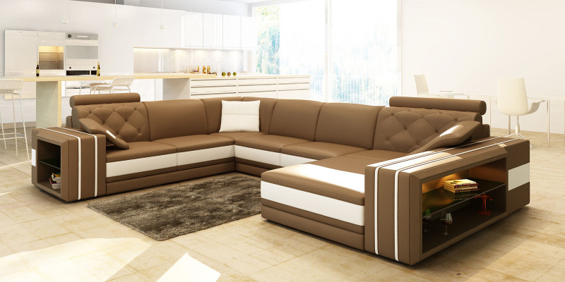 Modern corner sofa couch upholstery corner living landscape XXL design leather sofa Wittlich