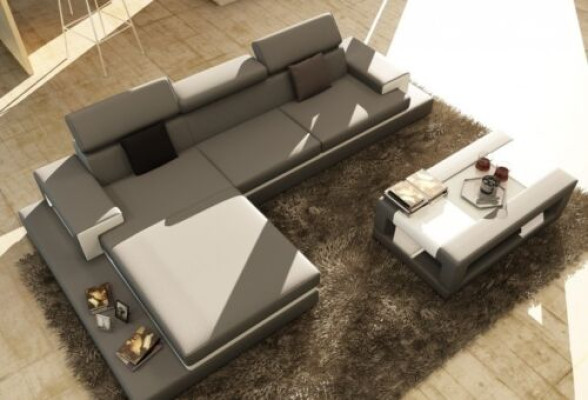 Corner sofa Upholstery Couch Sofa Living landscape Suite Seat Corner Textile Leather