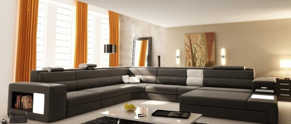 Corner sofa Sofa Couch Upholstery Design Suite Textile Leather Living landscape