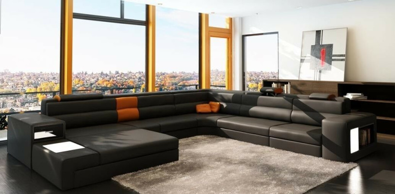 Corner sofa Sofa Couch Upholstery Design Suite Textile Leather Living landscape