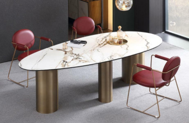 Dining room Furniture stainless steel Oval Dining table Table Design Tables Luxury Furniture Round new