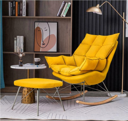 Armchair Metal Design Upholstery Lounge Rocking Chair Seat Room Swing