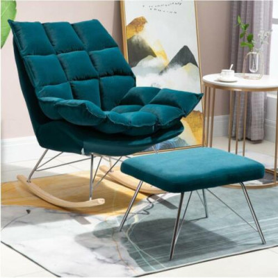 Armchair Metal Design Upholstery Lounge Rocking Chair Seat Room Swing