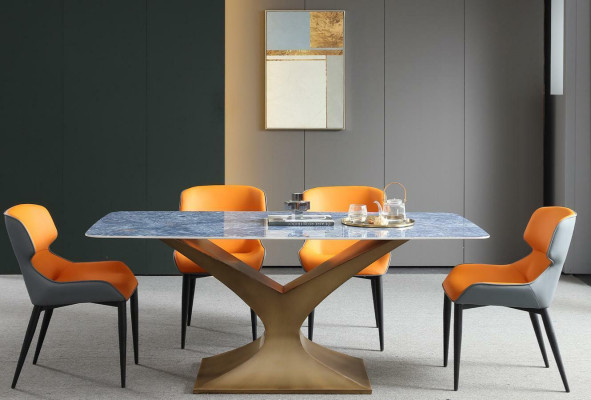 Luxury Dining table Metal stainless steel Tables Furniture Column Table Dining tables Marble style