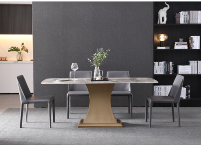 Luxury Dining table Metal stainless steel Tables Furniture Column Table Marble style dining tables
