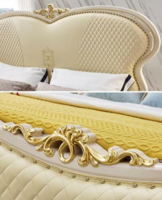 Classic r Beds Bedroom 3pcs. Set Bed 2x Bedside table Luxury Solid wood