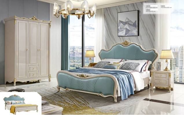 Luxury Classic s Bedroom Set 3 pieces. Bed x2 bedside tables Solid wood