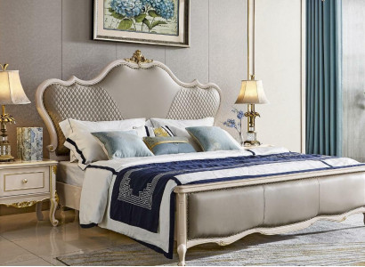 Bed 3 pieces. Set x2 Bedside Tables Luxury Bedroom Classic Beds Solid wood