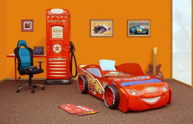 Bed with Mattress Youth Bed Car Vehicle Sports Car Lighting MCQUEEN