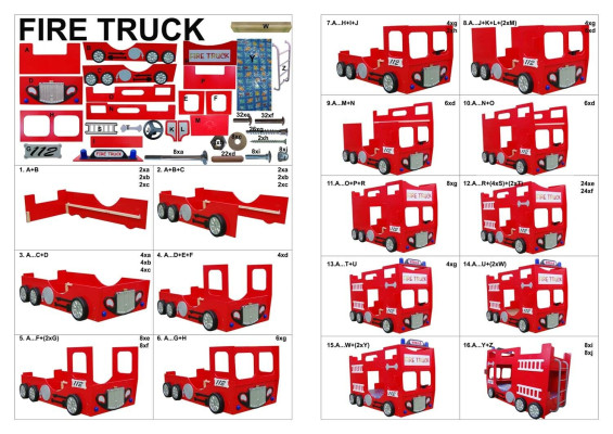 Fire Engine Bunk Bed Bed Loft bed Double bunk bed Bunk bed Childrens bed
