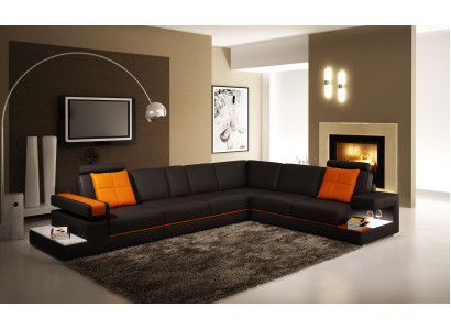 Modern living room corner sofa couch leather sofa with lighting sofa