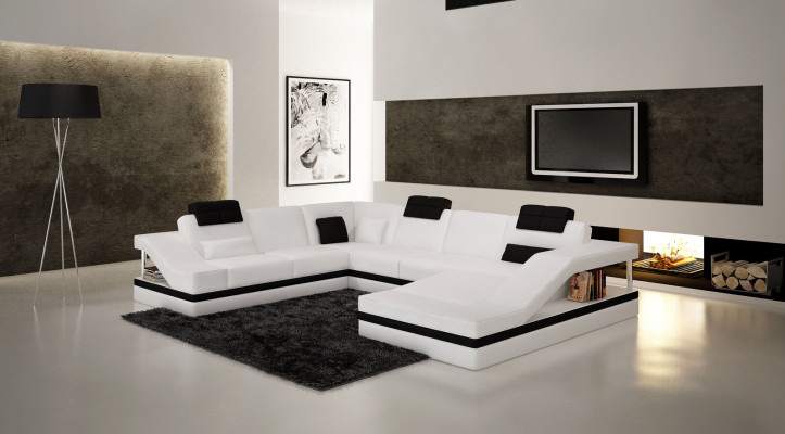 Modern Living room Corner sofa Living landscape Big XXL Leather Sofa