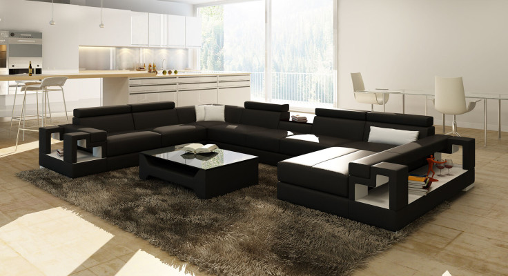 XXL Big Living landscape Leather Sofa Sofa Couch Upholstery Sofas Suite