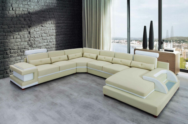 Leather sofa XXL Big Sofas Sofa Couch Couch Upholstery Corner sofa Living landscape Leather