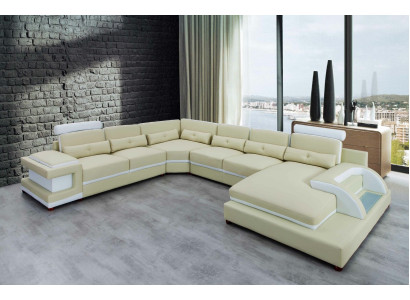 Leather sofa XXL Big Sofas Sofa Couch Couch Upholstery Corner sofa Living landscape Leather