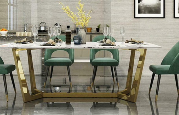 stainless steel Table Luxury Tables Modern Dining room Furniture Dining tables 140x80cm Metal