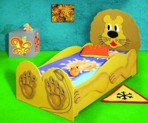 Childrens bed youth bed Bed Beds Incls Mattress Wooden bed 90x200cm animal lion new