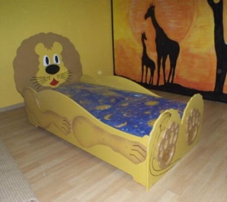 Childrens bed youth bed Bed Beds Incls Mattress Wooden bed 90x200cm animal lion new