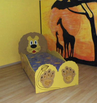 Childrens bed youth bed Bed Beds Incls Mattress Wooden bed 90x200cm animal lion new