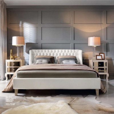 Luxury Bedroom Bed Bedside table Suite Double bed Beds 3pcs Modern White