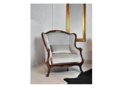 Armchair Wing Chair Seater Gray Seat Velvet Luxury Living room Classic Wood new