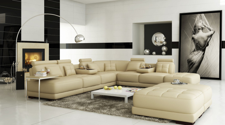 Big Sofa Leather Sofa Couch Living landscape L-shape Upholstery Suite Corner sofa
