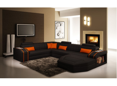 Living landscape Living room Corner sofa Leather Sofa Couch Upholstery Suite