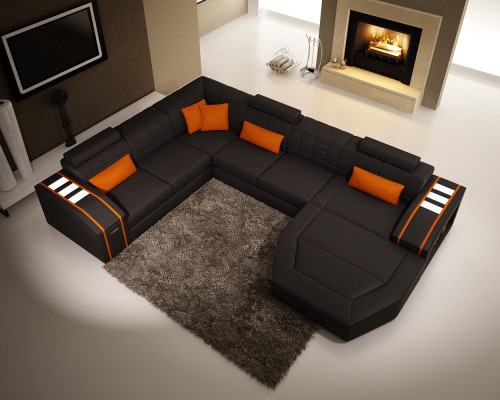 Living landscape Living room Corner sofa Leather Sofa Couch Upholstery Suite