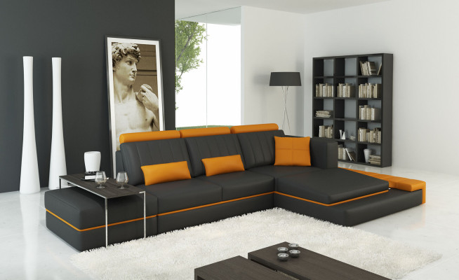Modern Living room Corner sofa Couch Upholstery Corner Leather Sofa Suite L-shape