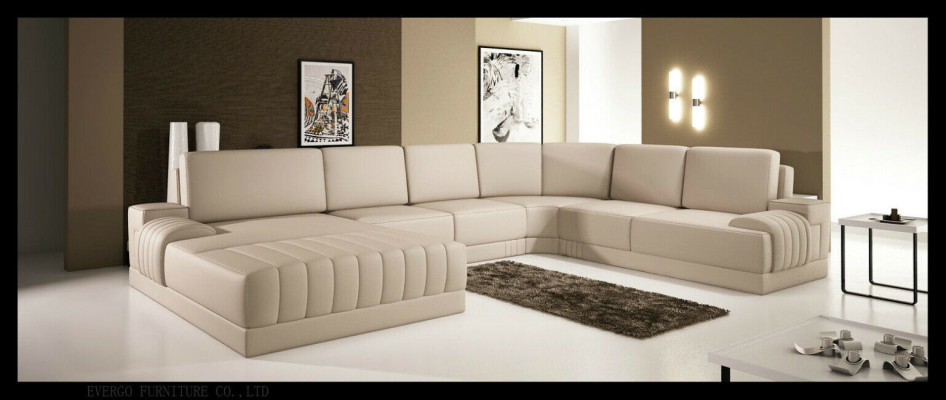 Designer Upholstery Leather Sofa Couch U-shape Modern Living landscape U-shape