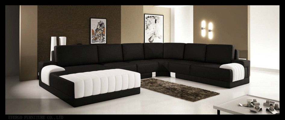 Designer Upholstery Leather Sofa Couch U-shape Modern Living landscape U-shape