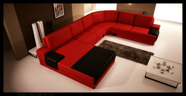 Designer Upholstery Leather Sofa Couch U-shape Modern Living landscape U-shape