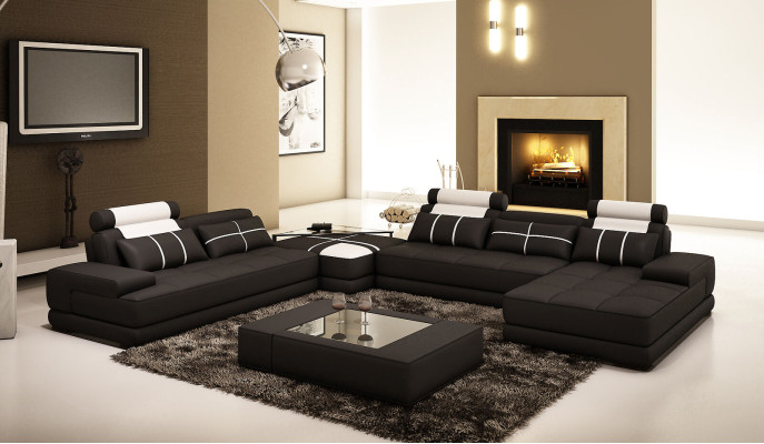 Designer Upholstery Leather Sofa Couch U-shape Modern Sofa Living landscape