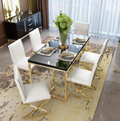 Luxury Dining table Dining room Furniture Furnishings Table Metal Gold Dining tables