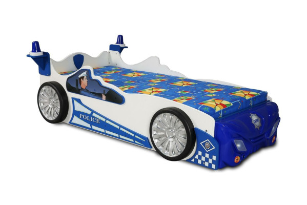 Childrens bed Beds Children Room Police Car Led Children's Furniture + Mattress Immediately