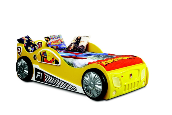 Racing Car Car Bed Mattress Car Bed Childrens room Beds Furniture yellow Childrens bed