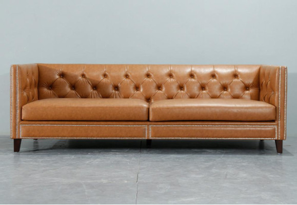 Sofa 4 Seater Upholstered Sofa Modern Seat Polyester Design Couch Orange