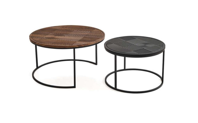 Modern Tables Designer Luxury Side table new Coffee tables Table 2 pcs. Brown