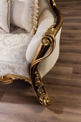 Sofa set 3+1 Seater Gold Coffee table Classic Living room Set 3pcs.