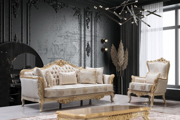 Royal Sofa Set Living room Armchair Coffee table 3+1 Table
