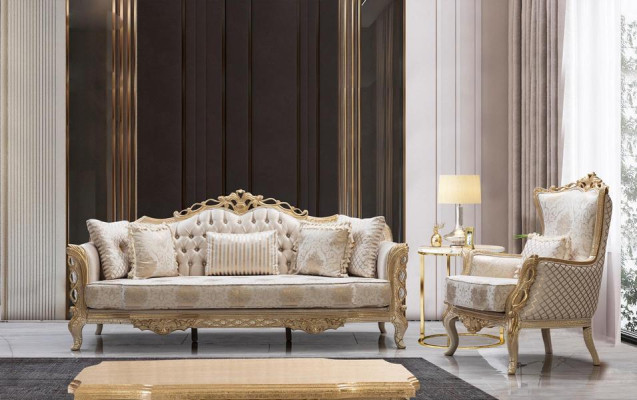 Royal Sofa Set Living room Armchair Coffee table 3+1 Table