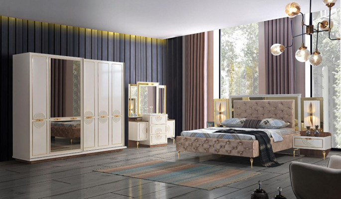 Elegant bedroom set in a luxurious design with magnificent patterns