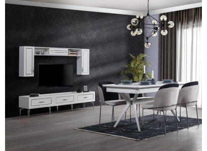 Dining room Set Dining table 4x Chairs Wall unit 9tlg.Group Suite Furniture