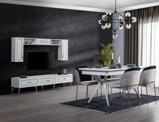 Dining room Complete Set Dining table 4x Chairs Sideboard + 2x Mirror Group