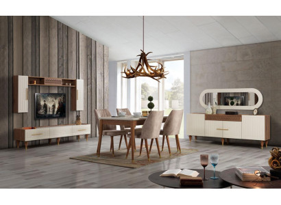 Dining room Set Complete Set Table 4x Chairs Dining Group Wood 11pcs brown