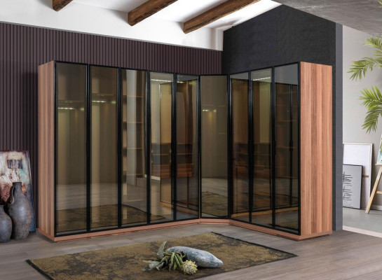 Bedroom Corner Cabinet Wardrobe Modern Wood Wardrobe new brown