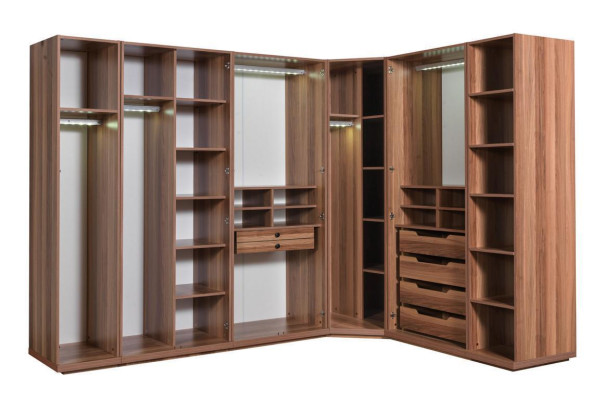 Bedroom Corner Cabinet Wardrobe Modern Wood Wardrobe new brown