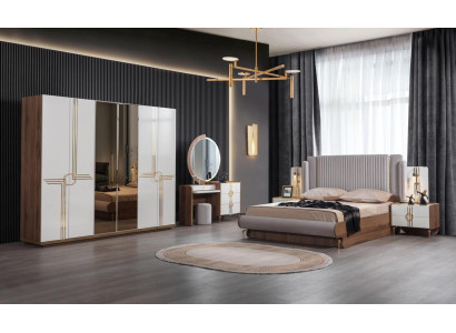 Bedroom Set Bed 2x Bedside table Wardrobe Design Luxury 5-piece new