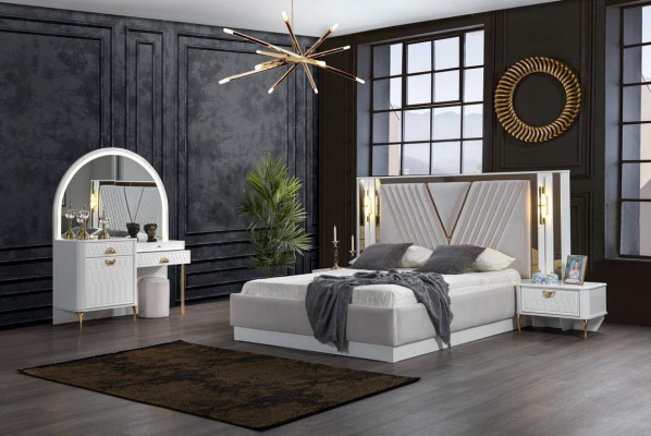 Bedroom Set Bed 2x Bedside table 4pcs Design Modern Luxury Complete it